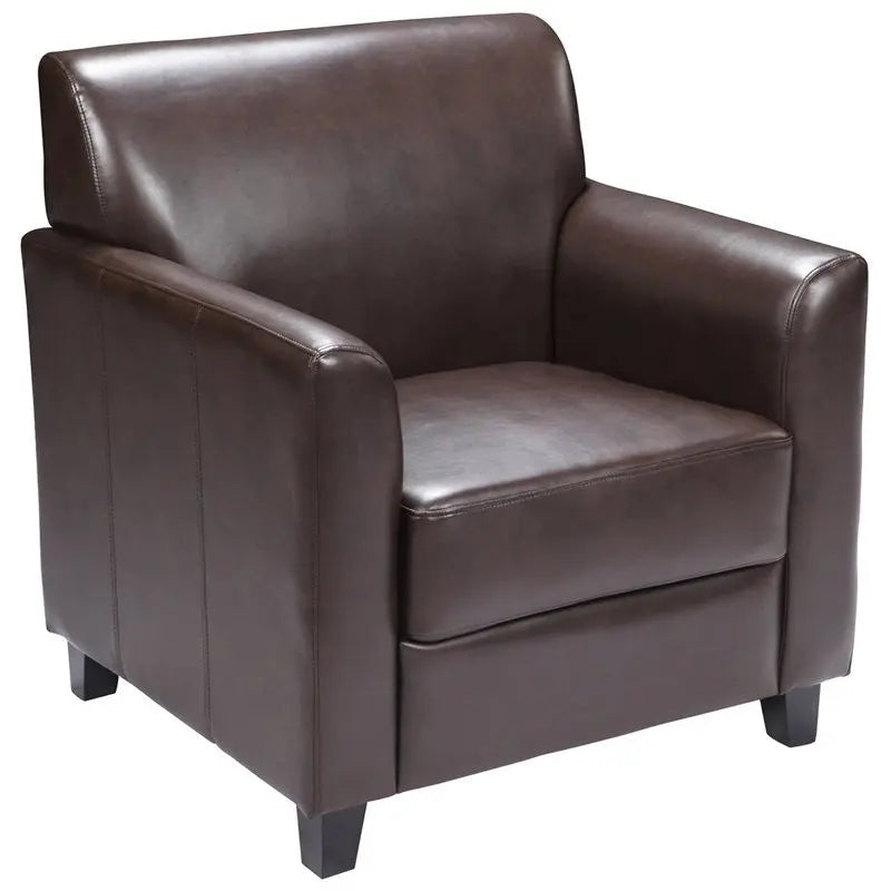 Brielle Brown Leather Office Reception/Guest Chair w/Flared Arms iHome Studio