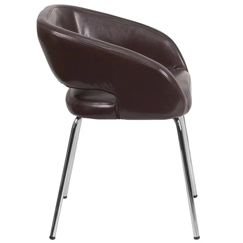 Brielle Brown Leather Side Office Reception/Guest Chair, Curvaceous Frame iHome Studio