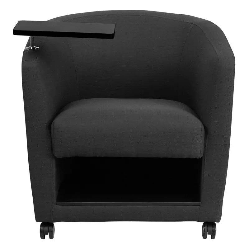 Brielle Charcoal Gray Fabric Reception/Guest Chair w/Wheel Casters, Storage iHome Studio