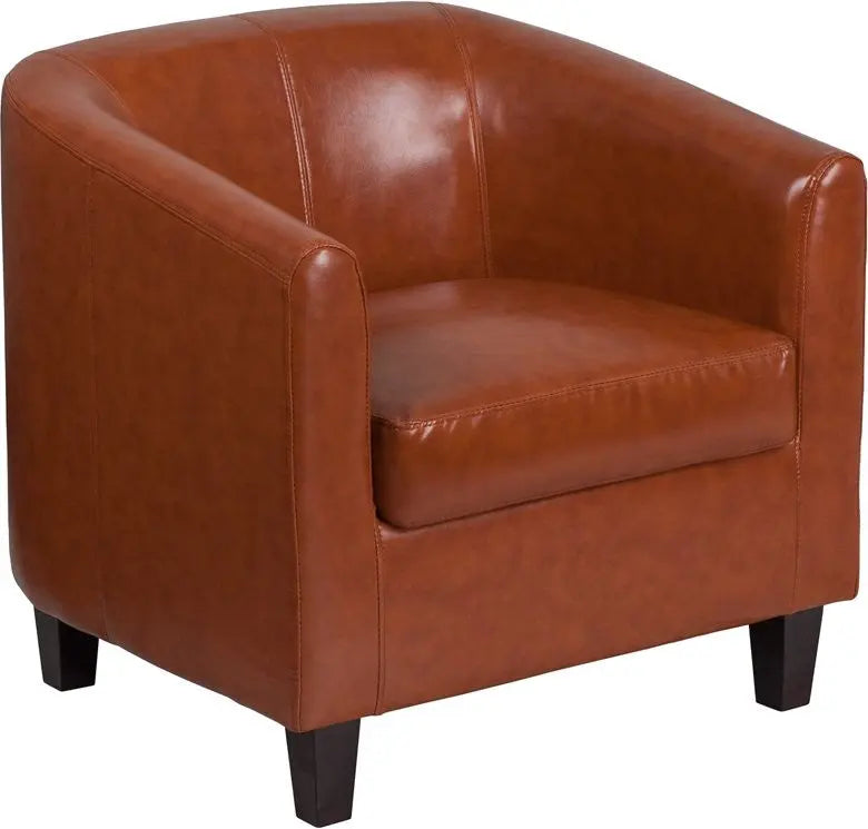 Brielle Cognac Leather Lounge Office Reception/Guest Chair w/Sloping Arms iHome Studio