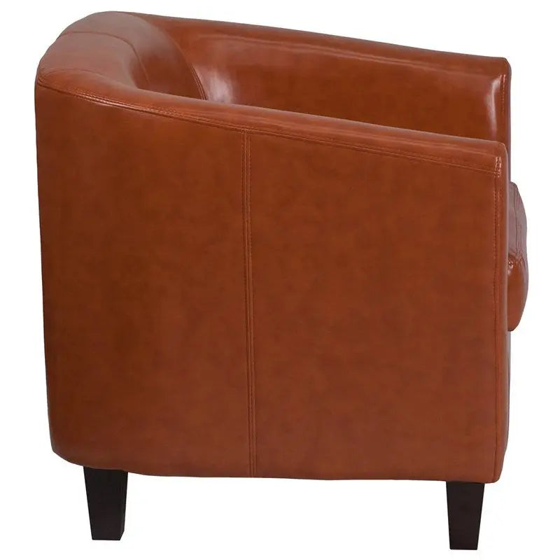 Brielle Cognac Leather Lounge Office Reception/Guest Chair w/Sloping Arms iHome Studio