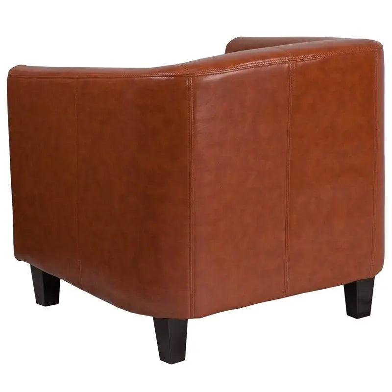 Brielle Cognac Leather Lounge Office Reception/Guest Chair w/Sloping Arms iHome Studio