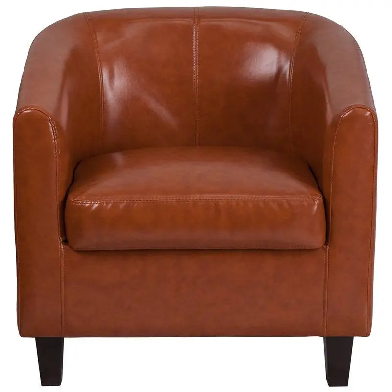 Brielle Cognac Leather Lounge Office Reception/Guest Chair w/Sloping Arms iHome Studio