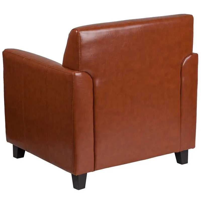 Brielle Cognac Leather Office Reception/Guest Chair w/Flared Arms iHome Studio