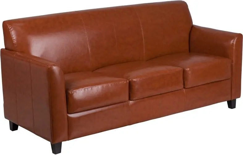 Brielle Cognac Leather Sofa w/Flared Arms iHome Studio