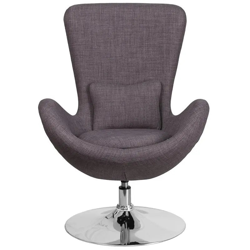 Brielle Dark Gray Fabric Side Office Reception/Guest Egg Chair, Curved Arms iHome Studio