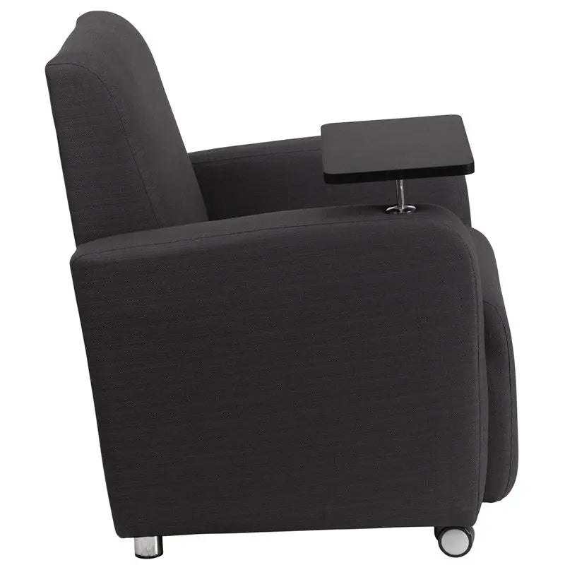 Brielle Gray Fabric Reception/Guest Chair w/Tablet Arm, Front Wheel Casters iHome Studio