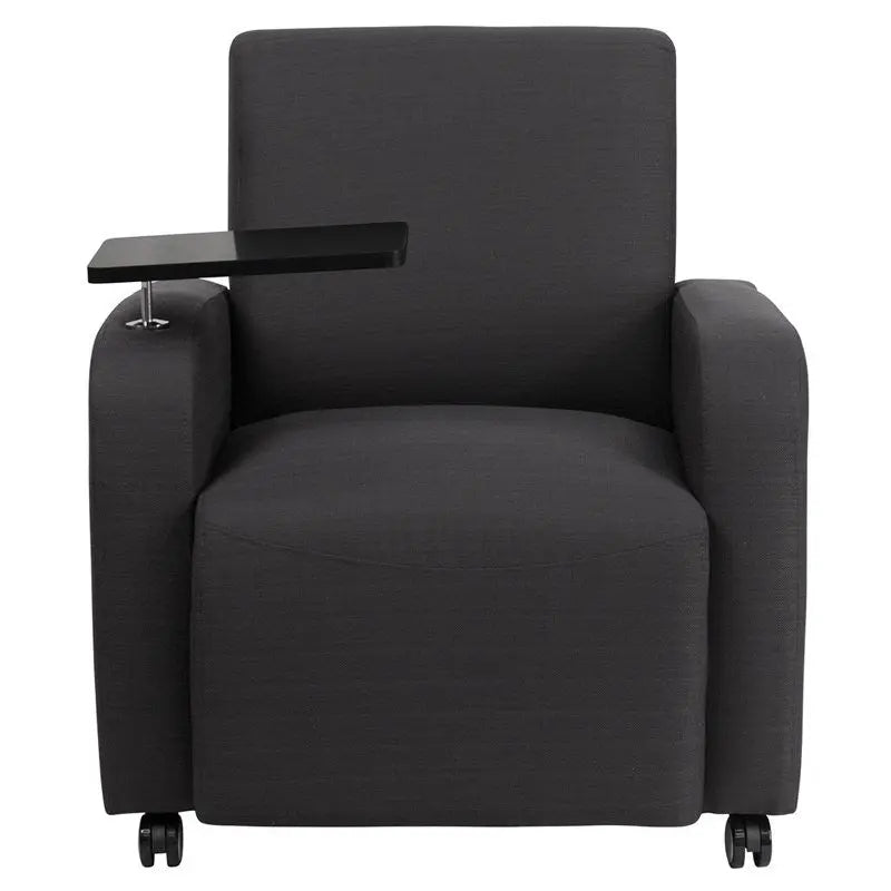 Brielle Gray Fabric Reception/Guest Chair w/Tablet Arm, Front Wheel Casters iHome Studio