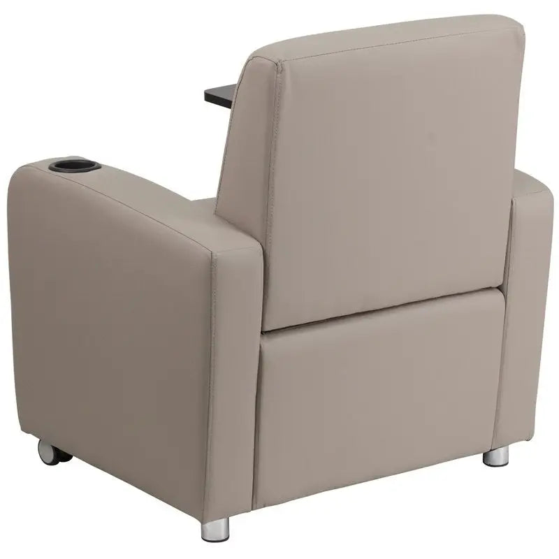 Brielle Gray Leather Reception/Guest Chair w/Tablet Arm, Front Wheel Casters iHome Studio