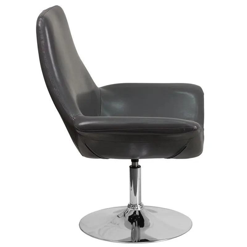 Brielle Gray Leather Side Office Reception/Guest Chair w/Integrated Arms iHome Studio
