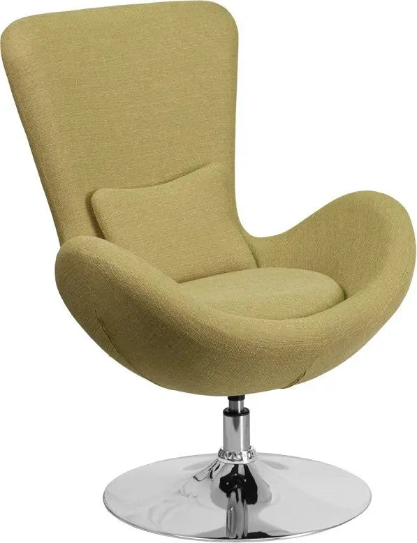 Brielle Green Fabric Side Office Reception/Guest Egg Chair, Curved Arms iHome Studio