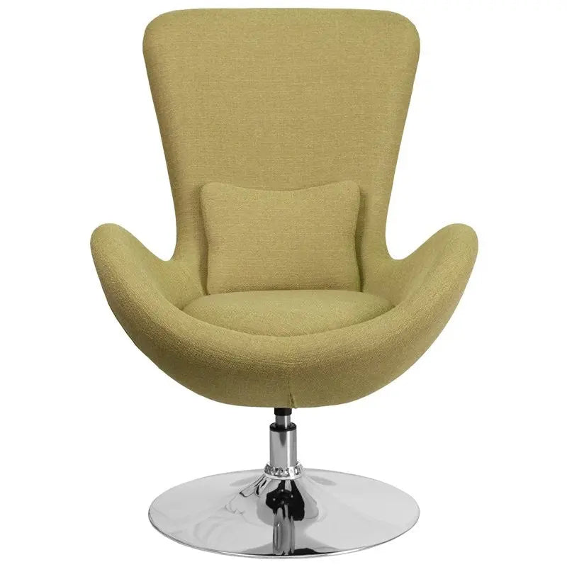 Brielle Green Fabric Side Office Reception/Guest Egg Chair, Curved Arms iHome Studio