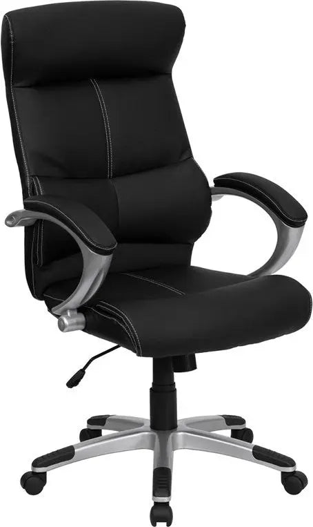 Brielle High-Back Black Leather Executive Swivel Chair iHome Studio