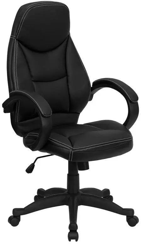 Brielle High-Back Black Leather Executive Swivel Chair w/Arms iHome Studio