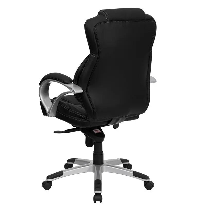 Brielle High-Back Black Leather w/White Stitch Executive Swivel Chair iHome Studio