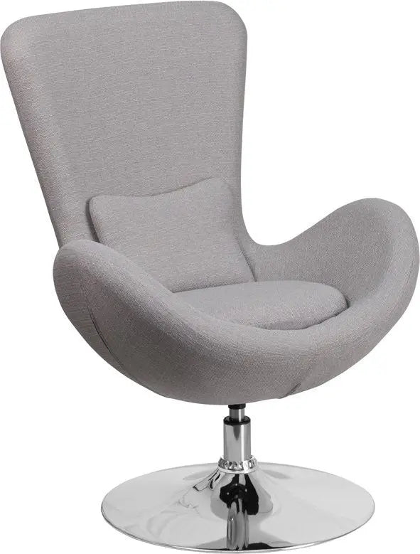 Brielle Light Gray Fabric Side Office Reception/Guest Egg Chair, Curved Arms iHome Studio