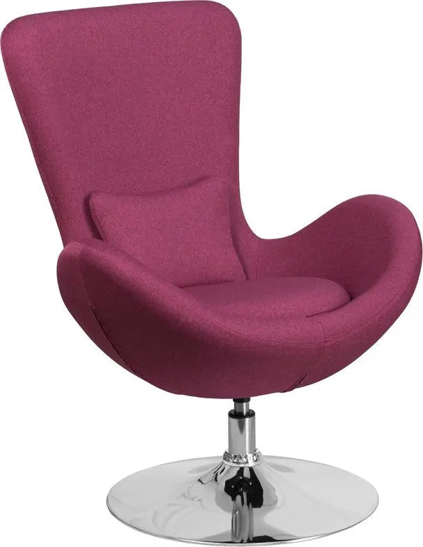 Brielle Magenta Fabric Side Office Reception/Guest Egg Chair, Curved Arms iHome Studio
