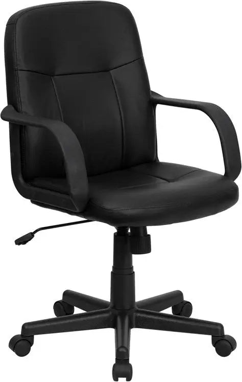 Brielle Mid-Back Black Glove Vinyl Executive Swivel Chair w/Arms iHome Studio