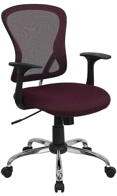 Brielle Mid-Back Burgundy Breathable Mesh Swivel Home/Office Task Chair w/Arms iHome Studio