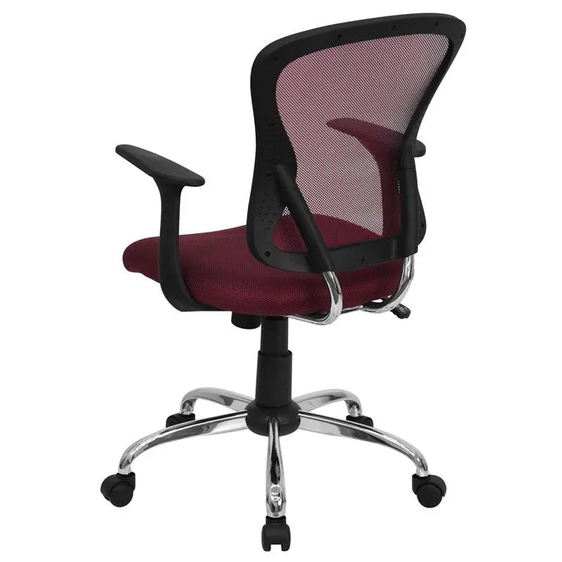 Brielle Mid-Back Burgundy Breathable Mesh Swivel Home/Office Task Chair w/Arms iHome Studio