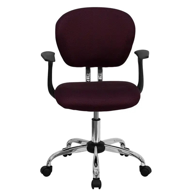 Brielle Mid-Back Burgundy Mesh Swivel Home/Office Task Chair w/Arms iHome Studio