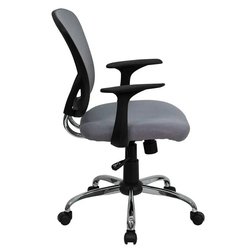 Brielle Mid-Back Gray Breathable Mesh Swivel Home/Office Task Chair w/Arms iHome Studio