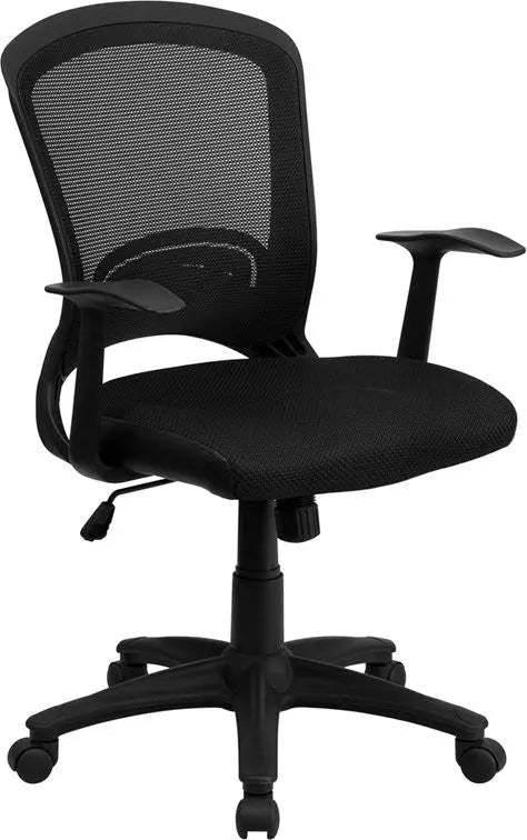 Brielle Mid-Back Padded Back Black Mesh Swivel Home/Office Task Chair w/Arms iHome Studio