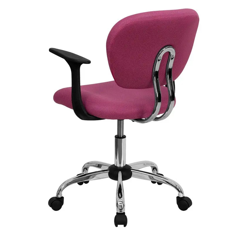 Brielle Mid-Back Pink Mesh Swivel Home/Office Task Chair w/Arms iHome Studio