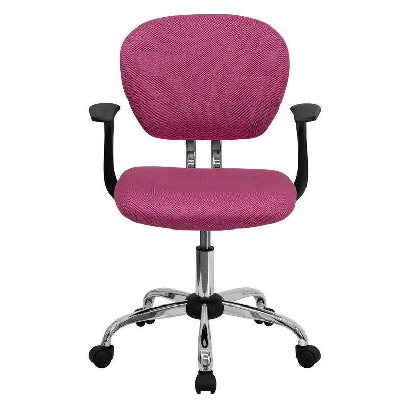 Brielle Mid-Back Pink Mesh Swivel Home/Office Task Chair w/Arms iHome Studio