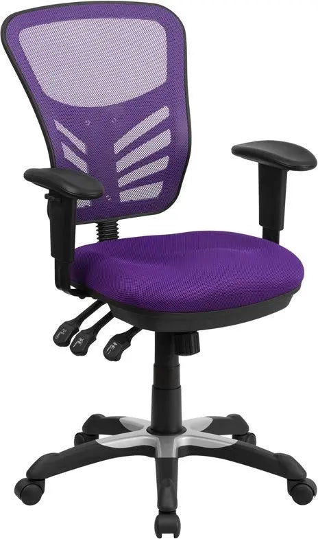 Brielle Mid-Back Purple Mesh Executive Swivel Chair w/Adj Arms iHome Studio