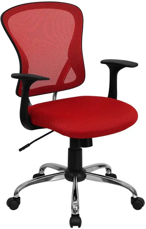 Brielle Mid-Back Red Breathable Mesh Swivel Home/Office Task Chair w/Arms iHome Studio