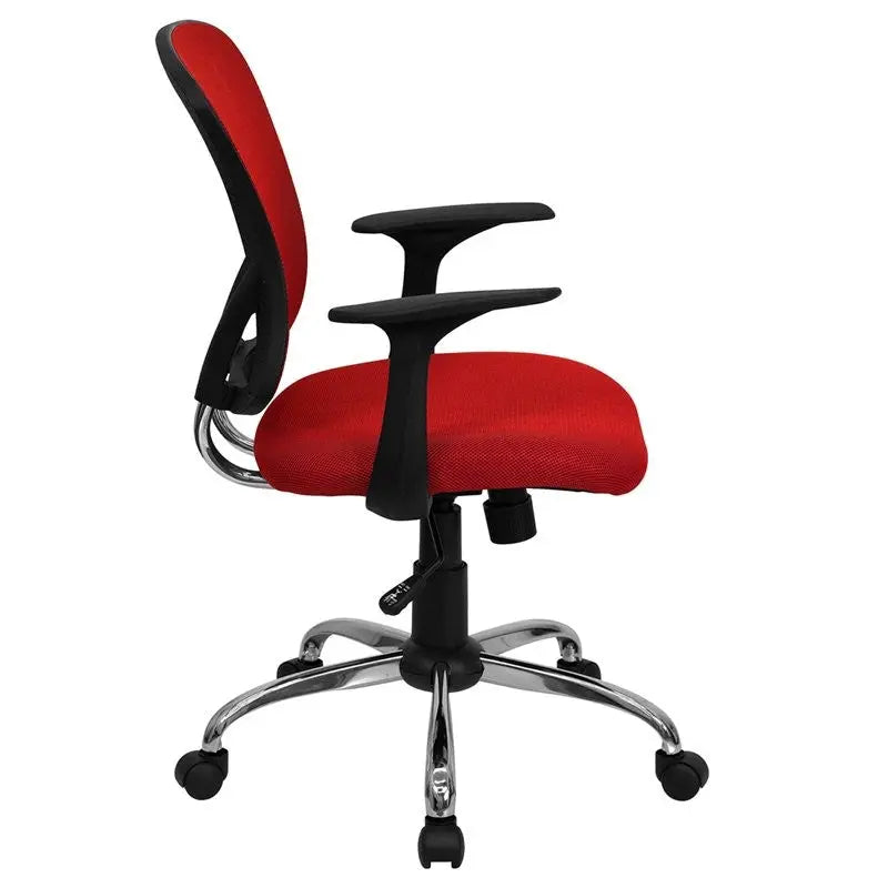 Brielle Mid-Back Red Breathable Mesh Swivel Home/Office Task Chair w/Arms iHome Studio