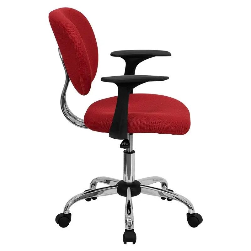 Brielle Mid-Back Red Mesh Swivel Home/Office Task Chair w/Arms iHome Studio