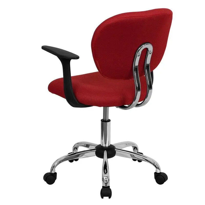 Brielle Mid-Back Red Mesh Swivel Home/Office Task Chair w/Arms iHome Studio