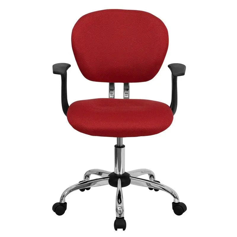 Brielle Mid-Back Red Mesh Swivel Home/Office Task Chair w/Arms iHome Studio