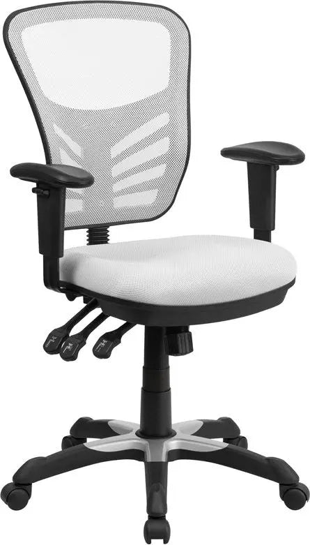 Brielle Mid-Back White Mesh Executive Swivel Chair w/Adj Arms iHome Studio