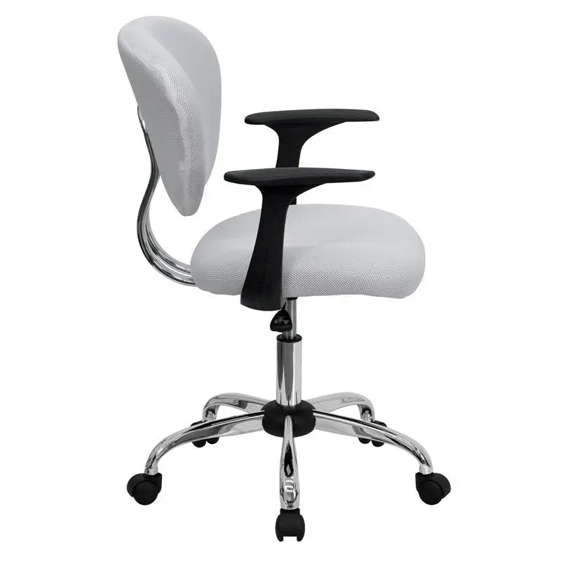 Brielle Mid-Back White Mesh Swivel Home/Office Task Chair w/Arms iHome Studio