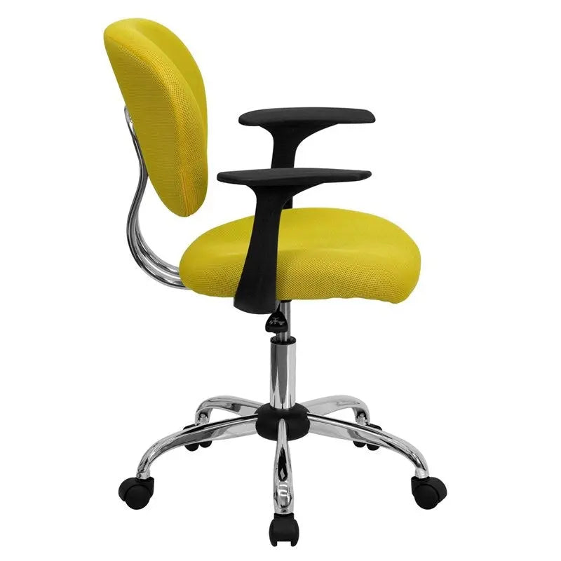 Brielle Mid-Back Yellow Mesh Swivel Home/Office Task Chair w/Arms iHome Studio
