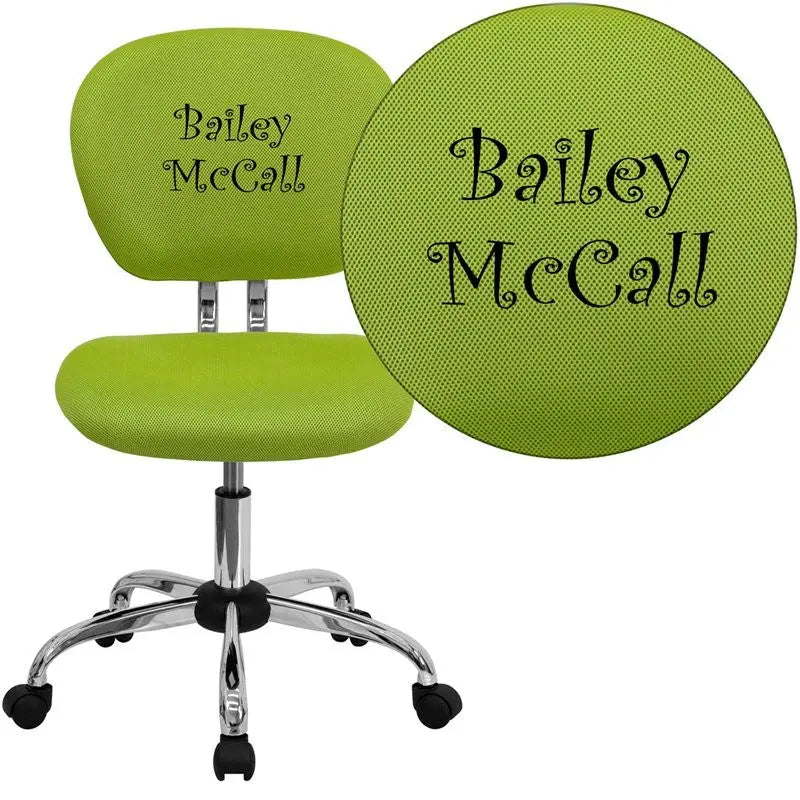 Brielle Personalized Mid-Back Apple Green Mesh Swivel Home/Office Task Chair iHome Studio