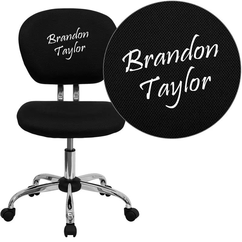 Brielle Personalized Mid-Back Black Mesh Swivel Home/Office Task Chair iHome Studio