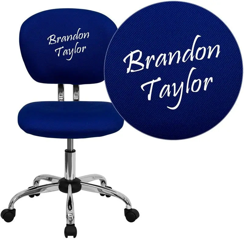Brielle Personalized Mid-Back Blue Mesh Swivel Home/Office Task Chair iHome Studio