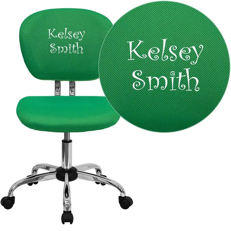 Brielle Personalized Mid-Back Bright Green Mesh Swivel Home/Office Task Chair iHome Studio