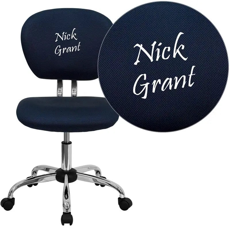 Brielle Personalized Mid-Back Navy Mesh Swivel Home/Office Task Chair iHome Studio