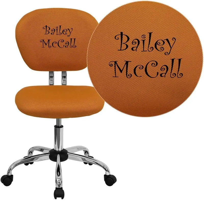 Brielle Personalized Mid-Back Orange Mesh Swivel Home/Office Task Chair iHome Studio