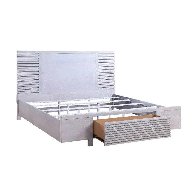 Brielle Queen Bed w/Front Drawer, White iHome Studio