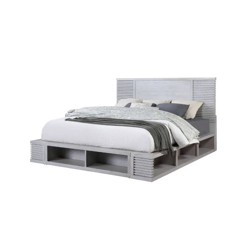 Brielle Queen Bed w/Front Drawer, White iHome Studio