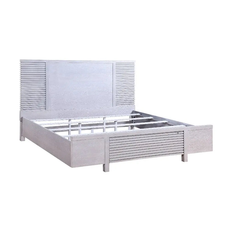 Brielle Queen Bed w/Front Drawer, White iHome Studio