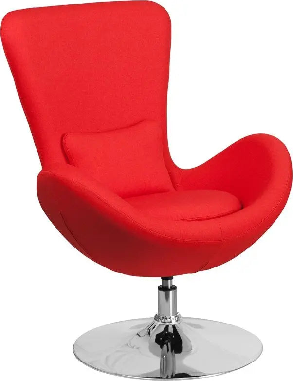 Brielle Red Fabric Side Office Reception/Guest Egg Chair, Curved Arms iHome Studio