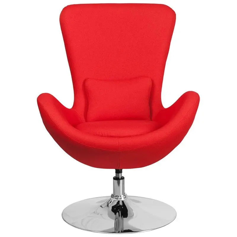 Brielle Red Fabric Side Office Reception/Guest Egg Chair, Curved Arms iHome Studio