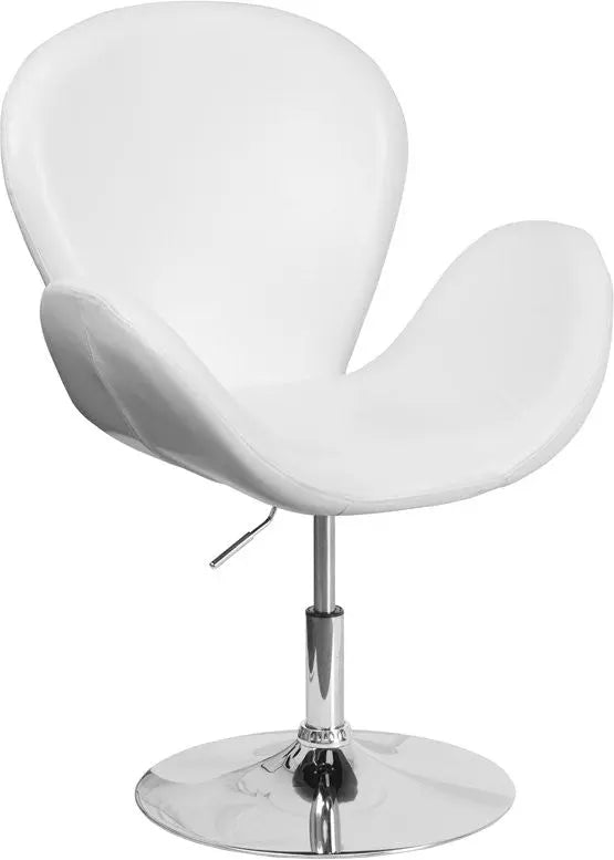 Brielle White Leather Side Office Reception/Guest Chair w/Curved Arms iHome Studio